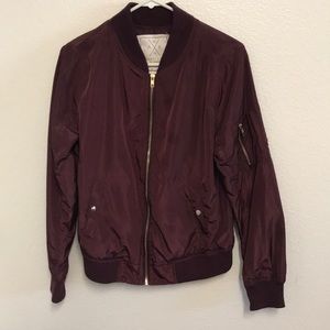 Burgundy bomber jacket